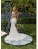 Boat Neck Beaded Ivory Lace Tulle V Back Gorgeous Wedding Dress